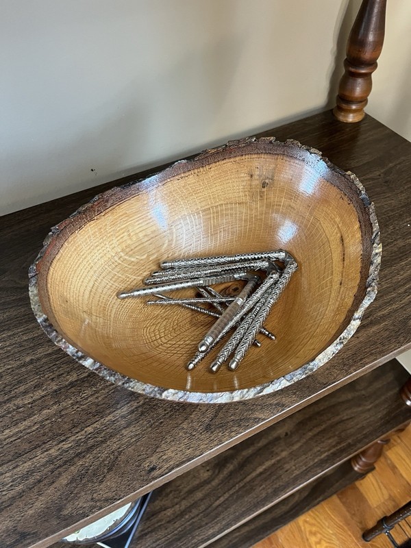 White Oak Handmade Nut Bowl With Tool Set 10.5 x 9.5”
