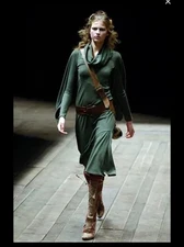 Alexander McQueen 2006 Widows of Culloden Look 26 Green wool dress