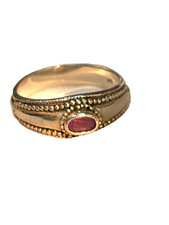 925 Sterling Silver Faceted Amethyst Ring Size 6.5 Dotted Band Vintage