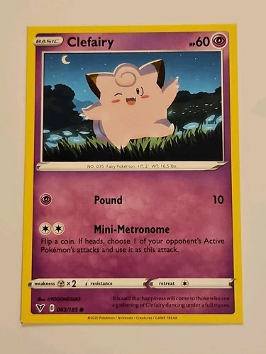 ERROR - Complete Square Corner Pokemon Card Clefairy 063/185 Vivid Voltage 2020
