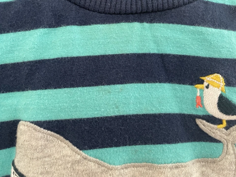 Carters Baby мальчика милый кит птица 100% хлопок в полоску с капюшоном Детский комбинезон темно-синий 12 М - Изображение 4 из 4