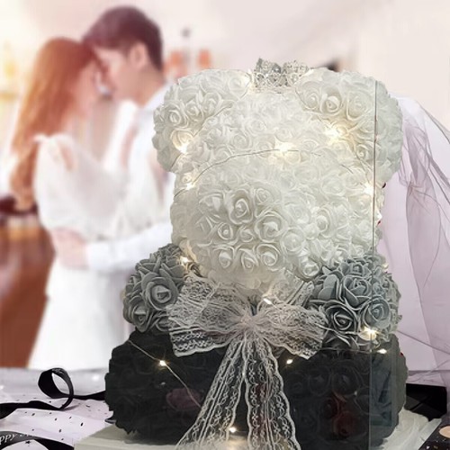 Romantic Rose Flower Teddy Bear LED Lights Mother's Day Present Birthday For Mum - Picture 11 of 22