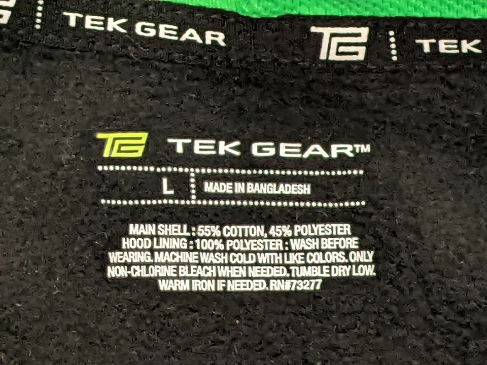 Sudadera con Capucha Tek Gear Mujer Talla L Ultrasuave Polar Cremallera Negro Verde Puntada Foto 3 de 4