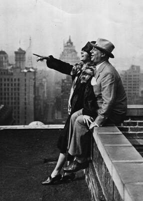 Actor Emil Jannings and his wife on the roof in 1935 Movie OLD PHOTO