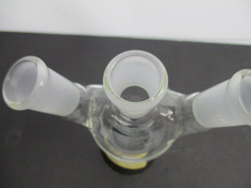 Pyrex 3 Hals Flachmann. Abgewinkelte 24/40 Gelenke. 250ml  - Bild 4 von 4