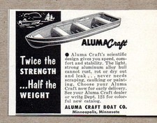 1953 Print Ad Aluma Craft Boats Half the Weight Minneapolis,MN