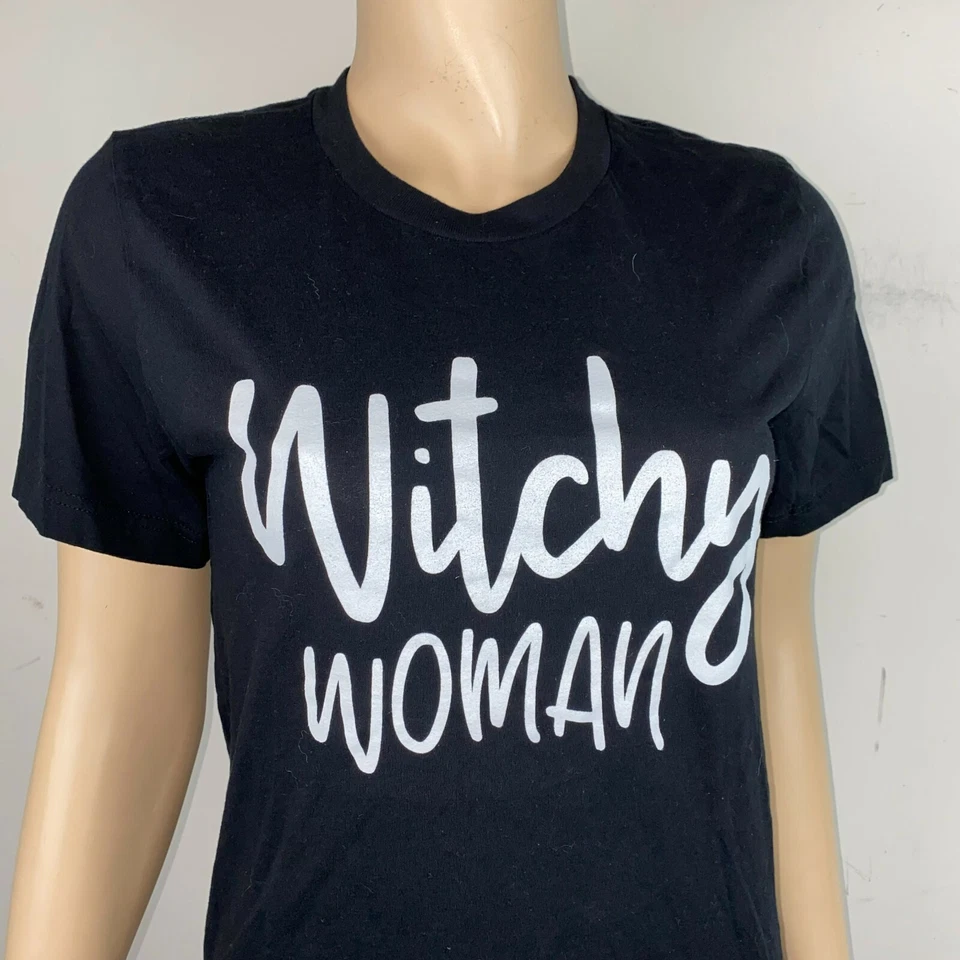 Witchy Woman T-Shirt Womens Black White Short Sleeves The Eagles Band Music S - Image 2 of 4