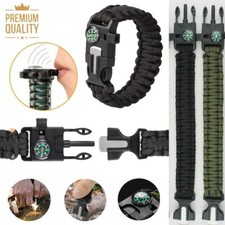 Paracord Bracelet Survival Kits Utility Firestarter Compass Whistle Rope Camping