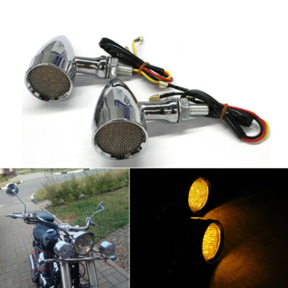 2X Motorcycle Bullet LED Turn Signals Light For Harley Davidson Softail Springer - Image 3 of 4