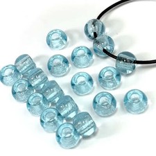Czech Glass Druk Large Hole Beads 12mm Aqua blue with matted hole 12pcs J512