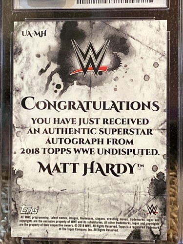 2018 Topps WWE Undisputed /199 Matt Hardy #UA-MH AEW CSG 9.5 Auto 10 Low Pop - Picture 6 of 7