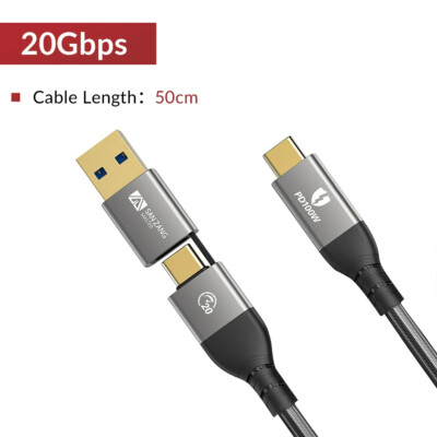 USB 3.2 Gen 2x2 Ladekabel USB A/USB C zu Typ C Schnellladung Datenkabel 0.5m-1m