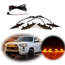 4x Smoked Front Grille Amber LED DRL Driving Lights For 2014-2021 Toyota 4Runner