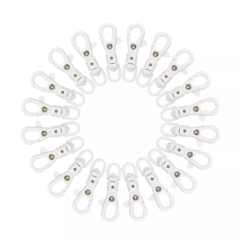 20Pcs Plastic Lobster Claw Clasps Swivel Snap Hook Trigger Clip, White