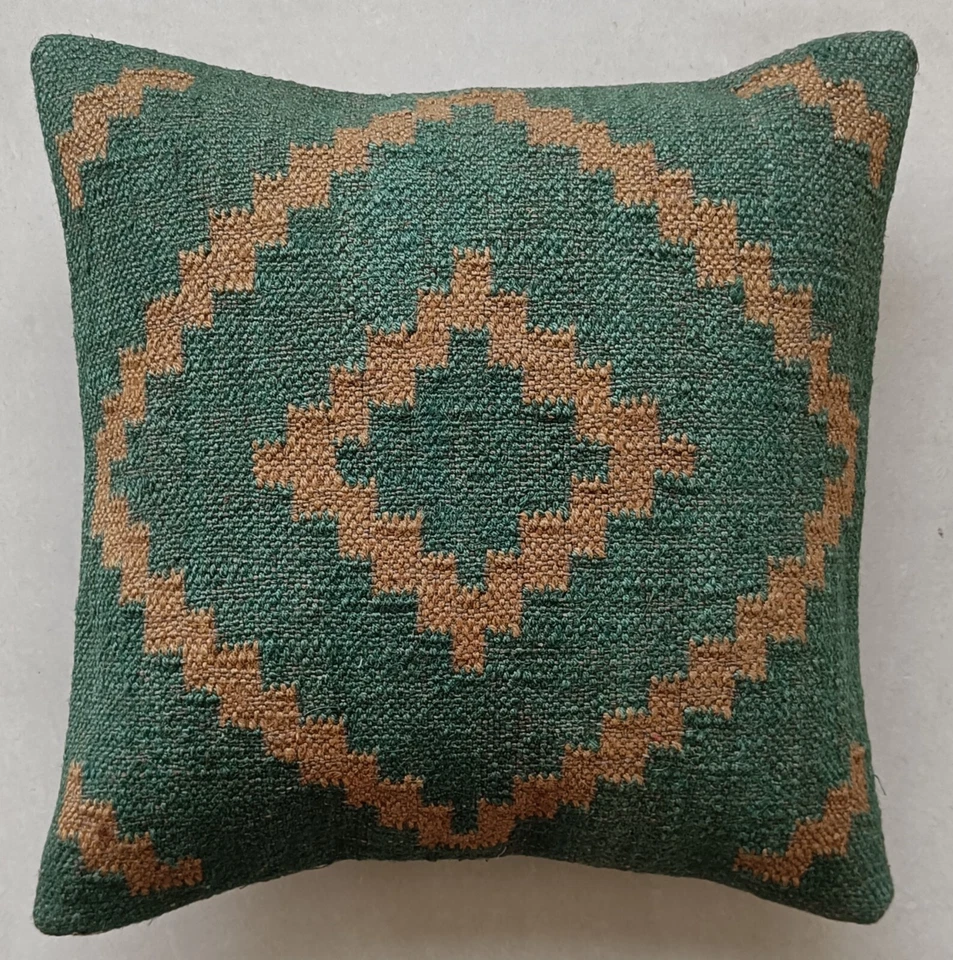 Juego de 4 piezas Funda de cojín de yute Kilim cuadrada de 18" para decoración del hogar Funda de almohada Boho Foto 3 de 4
