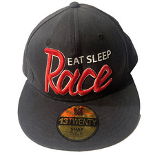 Major Fitted Hat Eat Sleep Race Snapback One Size  Embroidered Graphic Black NEW