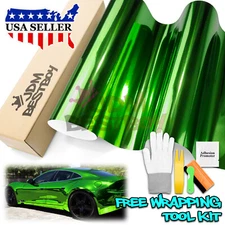 【Chrome】 Green Car Vinyl Wrap Sticker Decal Sheet Film Air Release Bubble Free