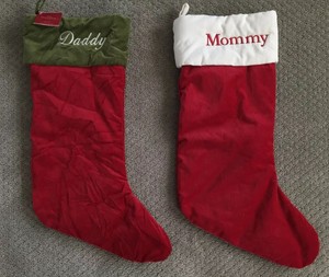 2 Pottery Barn Classic Velvet Large Christmas Stockings Daddy