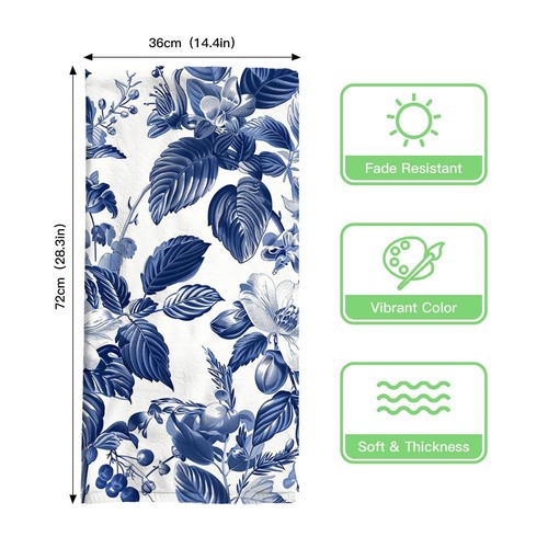 Blue Palm Leaf Hand Towel Decorative Hand Towels Set of 2 Soft High Absorbent... - Picture 2 of 9