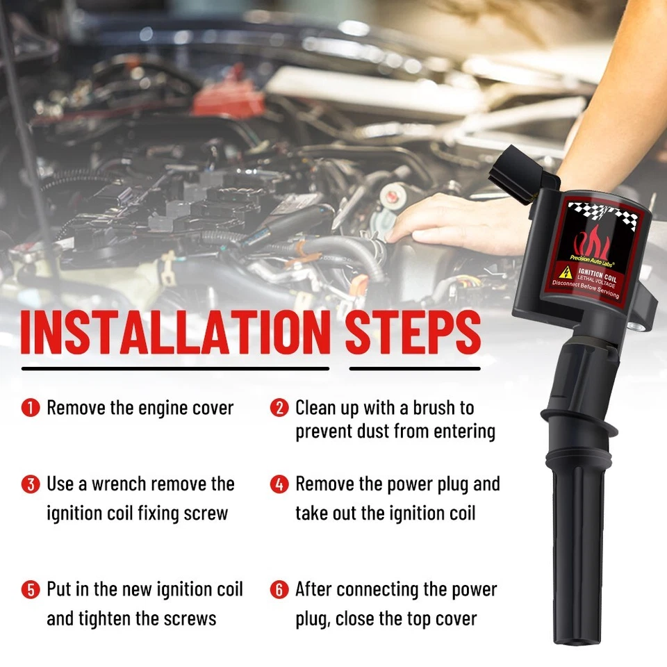 Pacote com 10 bobinas de ignição para Ford E350 Excursion F250 F350 F450 V10 6.8L DG508 97-16 - Imagem 3 de 4