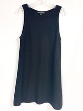 White House Black Market Womens Large Tank Dress Black Sweater Knit Sleeveless