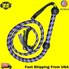 Indiana Jones Bullwhip Genuine Leather Purple 4 Feet Long 12 Plait Bull Whip