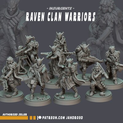 Raven Clan Warriors - Set of 9 | 35mm | SW Legions | DnD