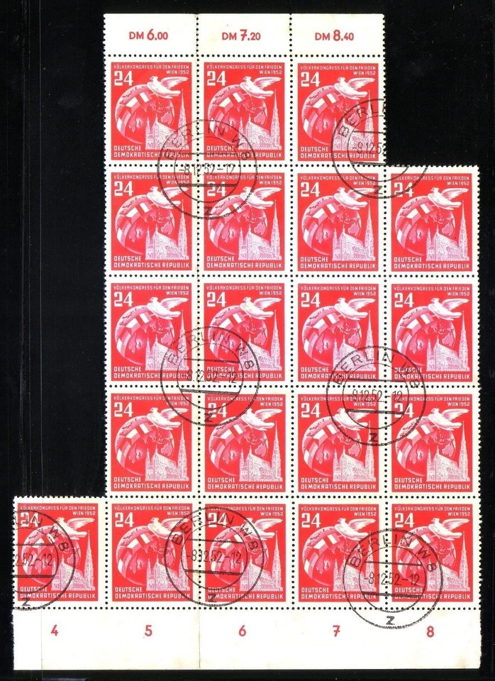 Germany: DDR: 1952; Scott 118-119, Big Block of 20 sets, used, EBA200 - Image 2 of 2