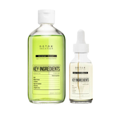 DETOX Skinfood Kit Haar Mizellenwasser 250ml + Gesichtsfeuchtigkeitsspendendes Öl 30ml