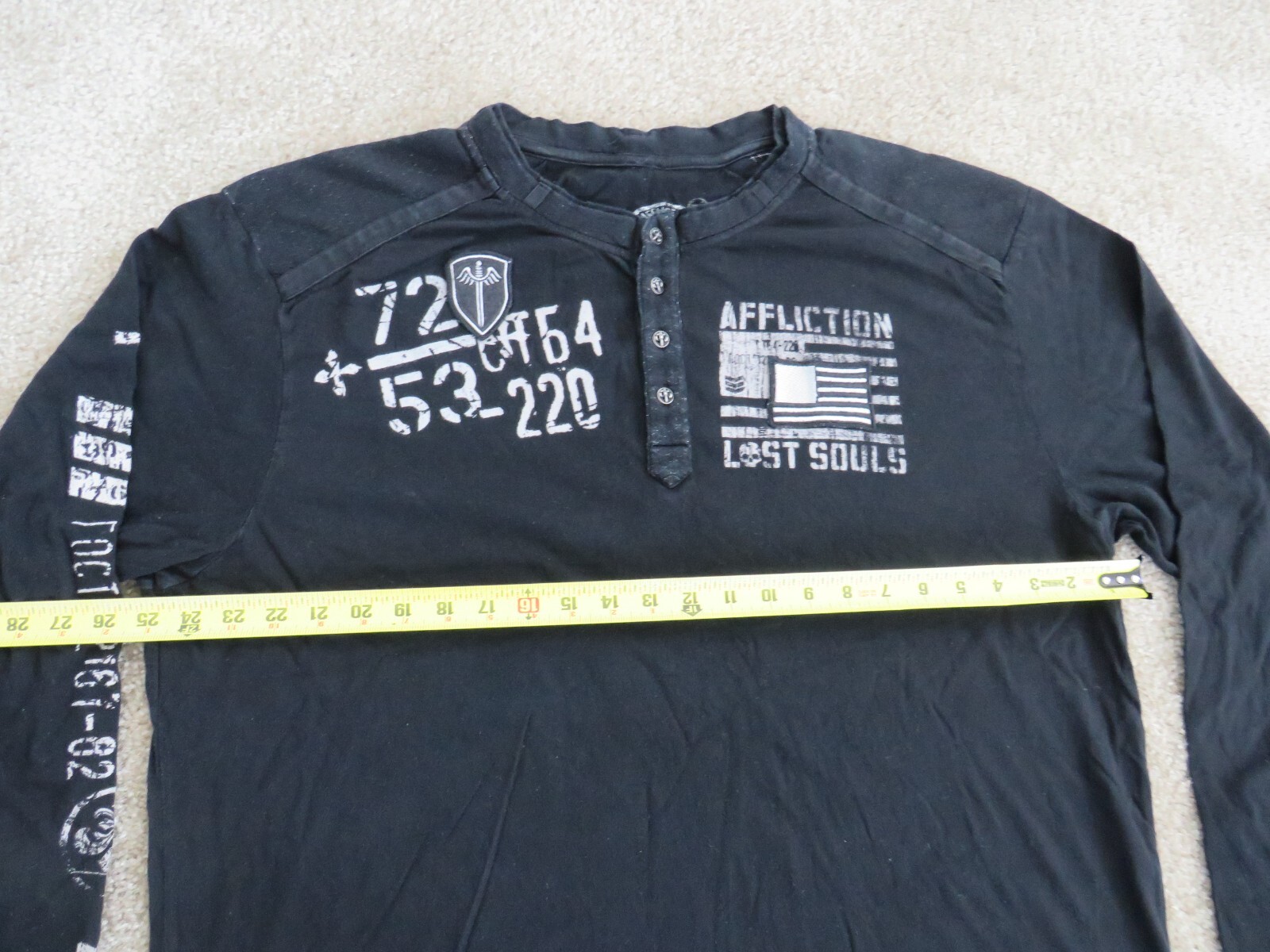 Afflication long sleeve button pull over Black pa… - image 3