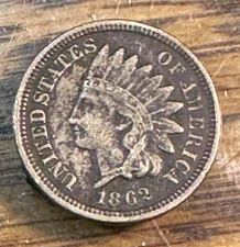 1862 Indian Cent VF Details Way Below Greysheet CHRC