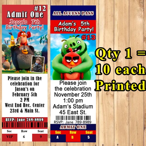 Angry Birds Birthday Invitations 10 ea or Thank You Cards 10 ea Personalized - Picture 3 of 6