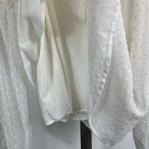 Jun & Ivy Sheer Floral Lace Swiss Dot Long Balloon Sleeves Blouse Women's Large - Picture 6 of 9