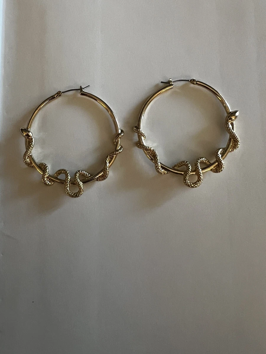 Betsey Johnson Gold Tone Hoop Earrings Snakes Serpents Coiled
