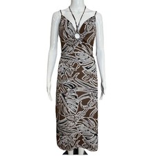 Zara Dress Size L Sheath Brown Sleeveless Keyhole Multi Straps Knitting Retro