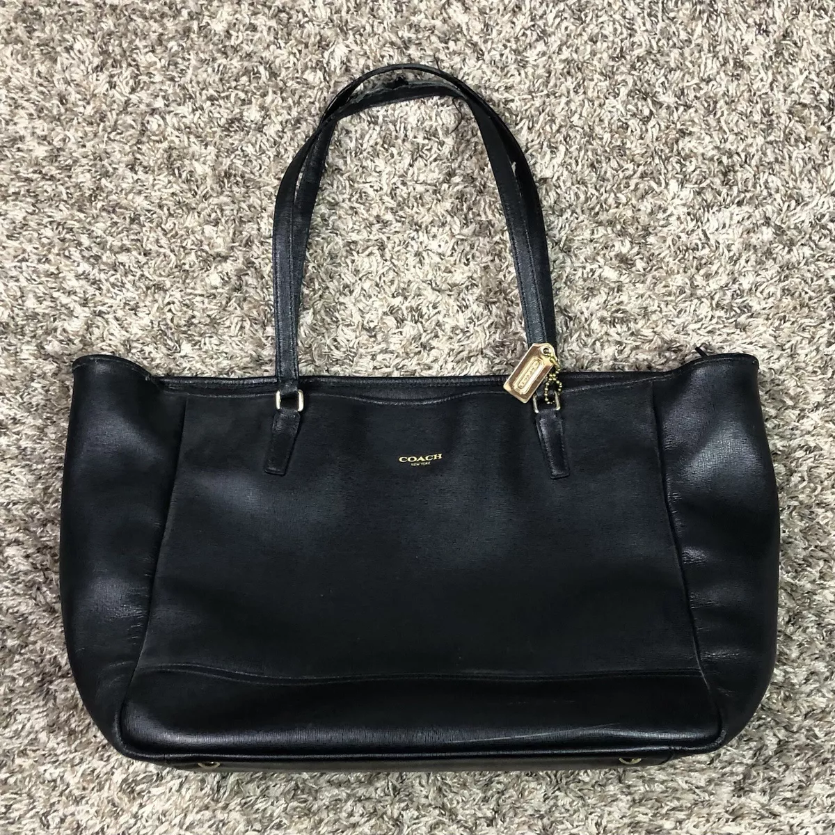 Coach Saffiano Leather Black Large City Tote