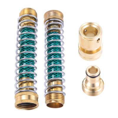 1Pair 3/4'' GHT Hose Garden Hose Connector+2pcs 3/4'' Kink-free Hose Protectors