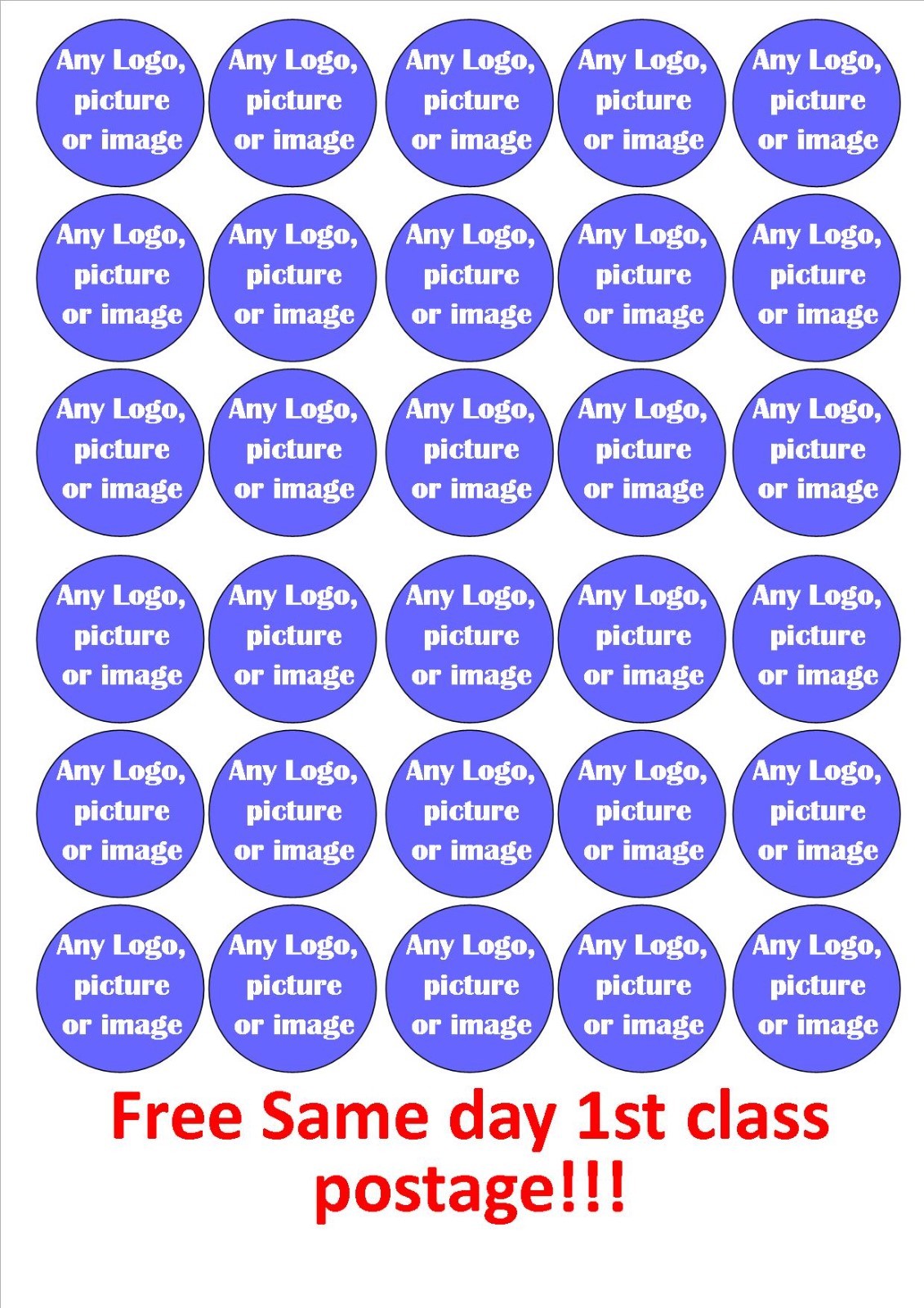 15 or 30 custom 1.5" photo cupcake toppers icing/wafer paper can be pre