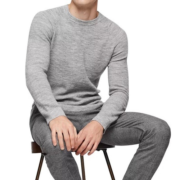 Reiss Hamlet Crew Neck Wool Jumper, Grey Men's Size XL image 2