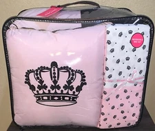 Juicy Couture Black/Pink Reversible 8pc QUEEN Set Comforter,Shams,Sheets,Pillow