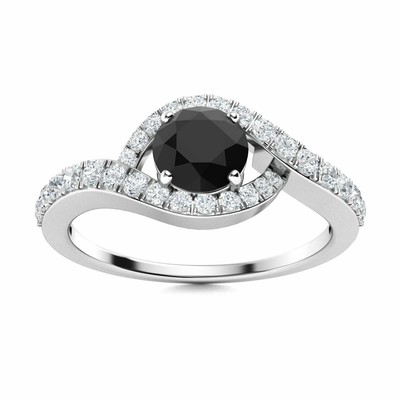 Natural 0 86 Carat Black Onyx Diamond Halo Engagement Ring In 14k White Gold Ebay