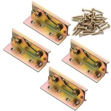 4 Sets Heavy Duty Bed Hinge Rail Brackets Wooden Frame Connectors with Screws