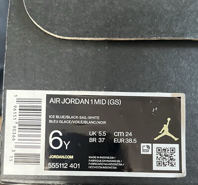 Nike Air Jordan 1 Mid (GS) Ice Blue/Black-Sail-White