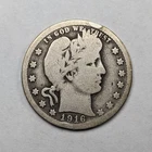 1916 D Barber Head Silver Quarter