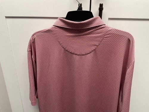 Peter Millar Hombre XL Pequeño Rosa Azul Estampado Preppy Verano Confort Golf Polo - Imagen 7 de 10