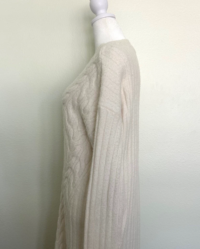 Шерстяное платье Nordstrom стрейч кабель вязаный свитер миди цвета слоновой кости минималистский размер большой - Изображение 4 из 4