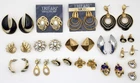 Vintage Signed 80's 90's Trifari Gold Tone Pierced Earrings 16 Pairs Lot EE