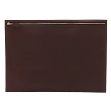 Hermes Leather Clutch Bag Women Brown One Size