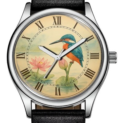 Japanische Kingfisher Lotus Bloom #2 trendige 38mm Zifferblatt Armbanduhr