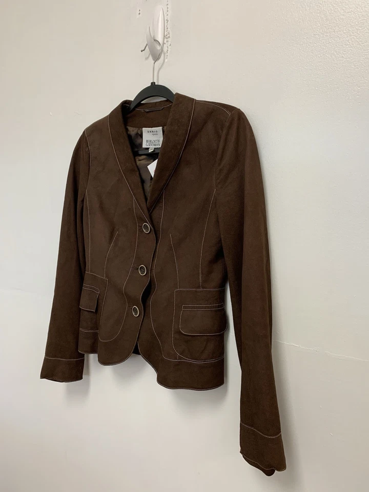 Blazer de gamuza marrón para mujer Akris Punto Bergdorf Goodman talla 34 Foto 3 de 4